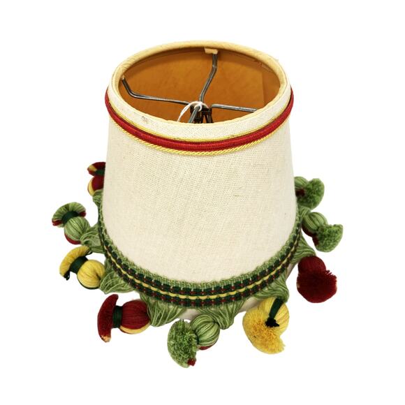 Set of Two Embroidered Drum Lampshade with Tassel Fringe Decorative Lampshade - Picture 2 of 6